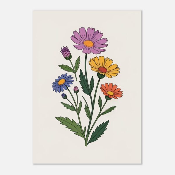 Affiche Composition fleurs sauvages, tirage botanique minimaliste à encadrer, format A4 à A1
