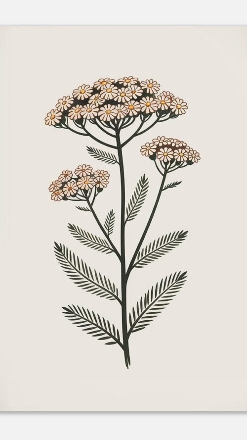 c608992c-27a0-411b-921a-15cb9c45e609-1.jpg Affiche Achillée, tirage botanique japandi à encadrer, format A4 à A1