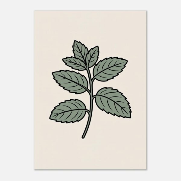 Affiche Menthe, tirage botanique minimaliste à encadrer, format A4 à A1
