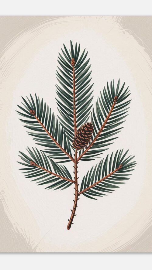 Affiche Sapin, tirage botanique japandi à encadrer, format A4 à A1